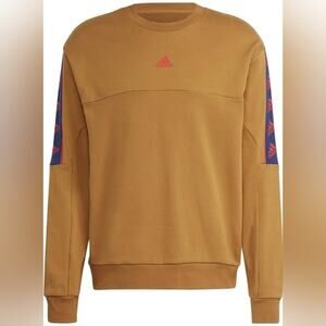adidas Brand Love Sweatshirt Mens Loose Fit Bronze Crewneck Sweater Size XXL